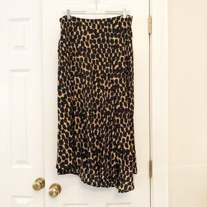 Who What Wear Inked Spots Midi Skirt Black Brown Asymmetrical Hem NWT Size 12